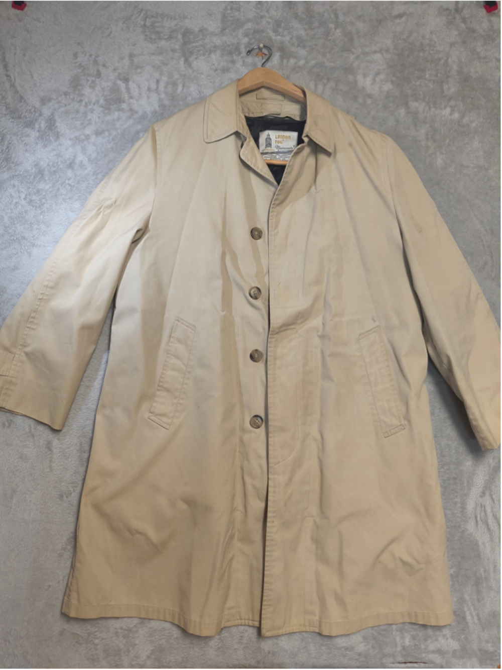 Vintage 70s London Fog Maincoats Balmacaan Trench Coat Tan Men's 38 Reg